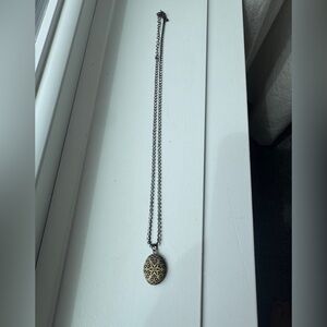 Gold Locket/Diffuser & Rhinestone Chain Necklace